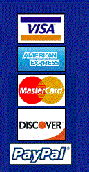 Visa, Mastercard, Discover, AmEx, PayPal accepted
